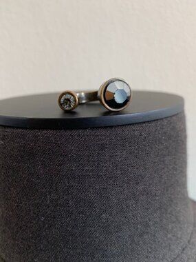 Avant Garde Paris Los Angeles VINTAGE Designer black crystal bronze copper ring